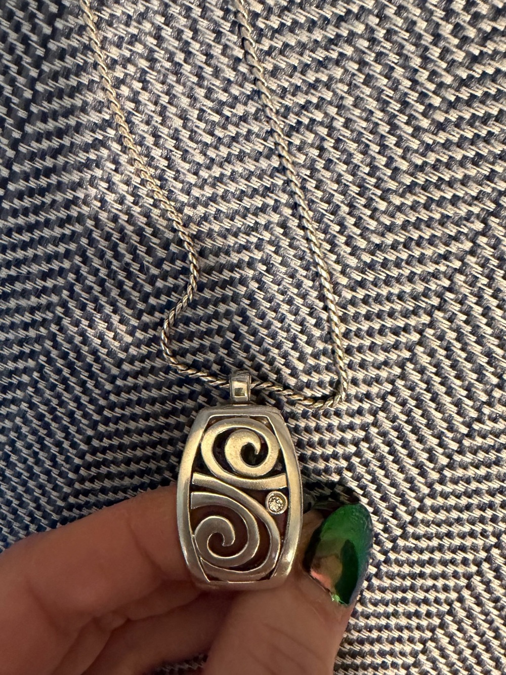 Brighton Silver Swirl Pendant Necklace with Clear Accent